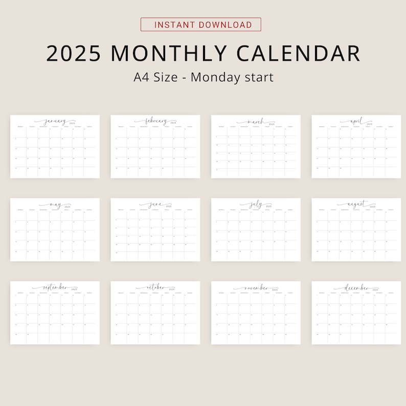 Calendar 2025 Landscape Linear 