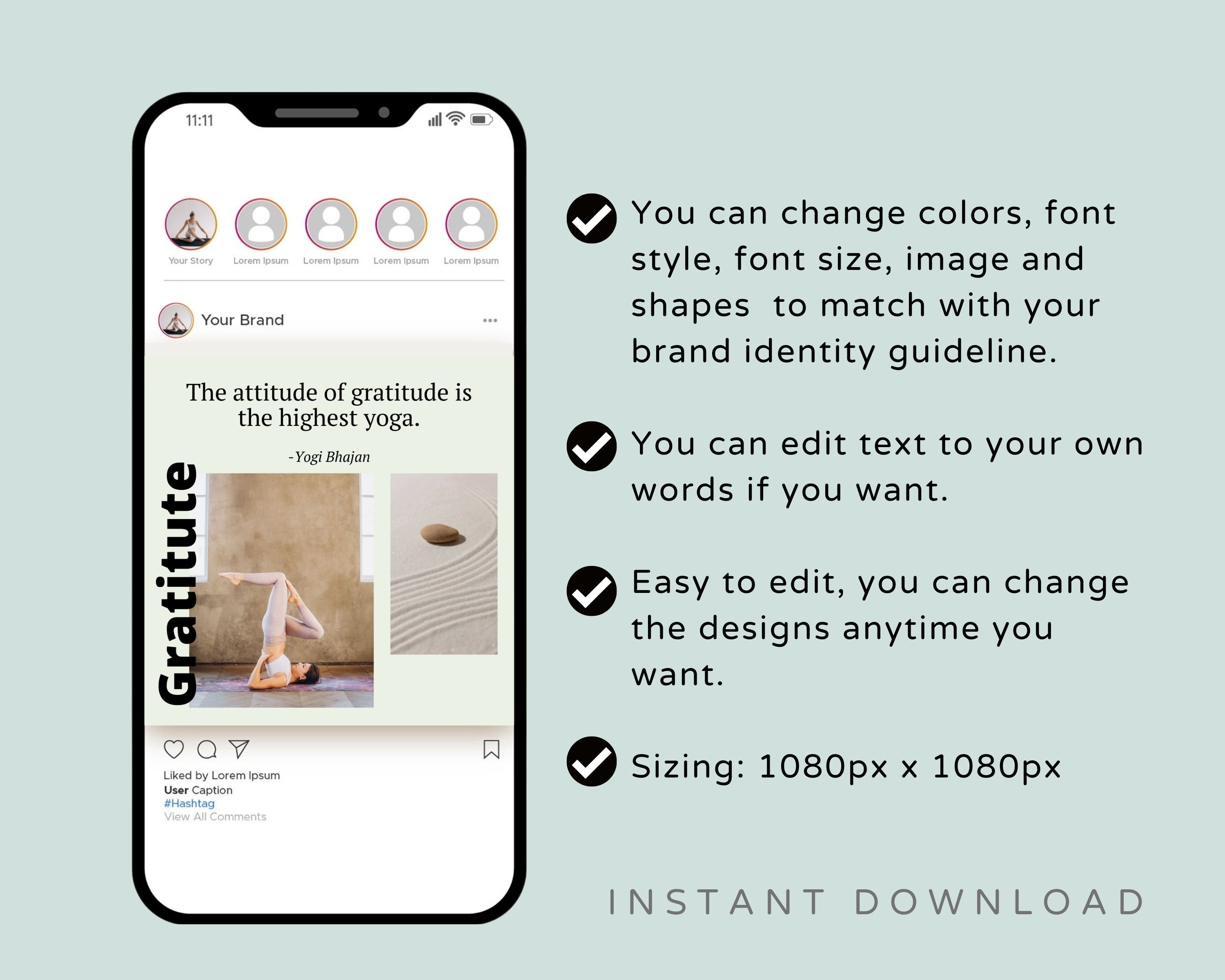 30 Yoga Coach Instagram Post Canva Template Yoga Studio Social Media ...