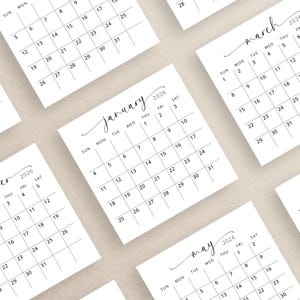 2026 Mini Planer 3 x 3 Zoll 2026 Minikalender 3x3 Monatsplaner Einleger Printable PDF Elegante 2026 Mini Plannerkarte 2026 Kalenderkarten