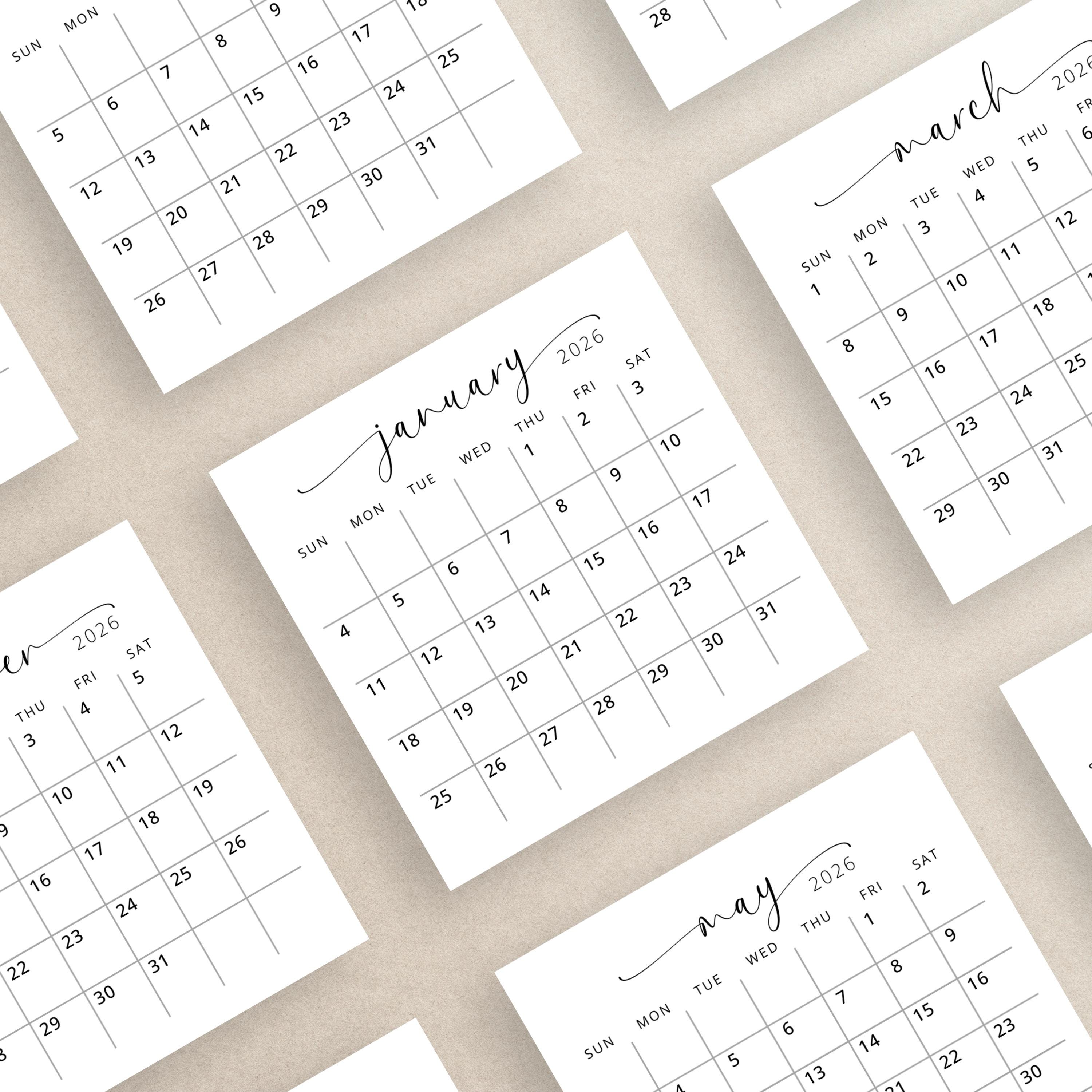 2026 Mini Planner 3x3 Inch 2026 Mini Calendar Monthly 3x3 Planner Insert Printable PDF Elegant 2026 Mini Planner Card 2026 Calendar Cards