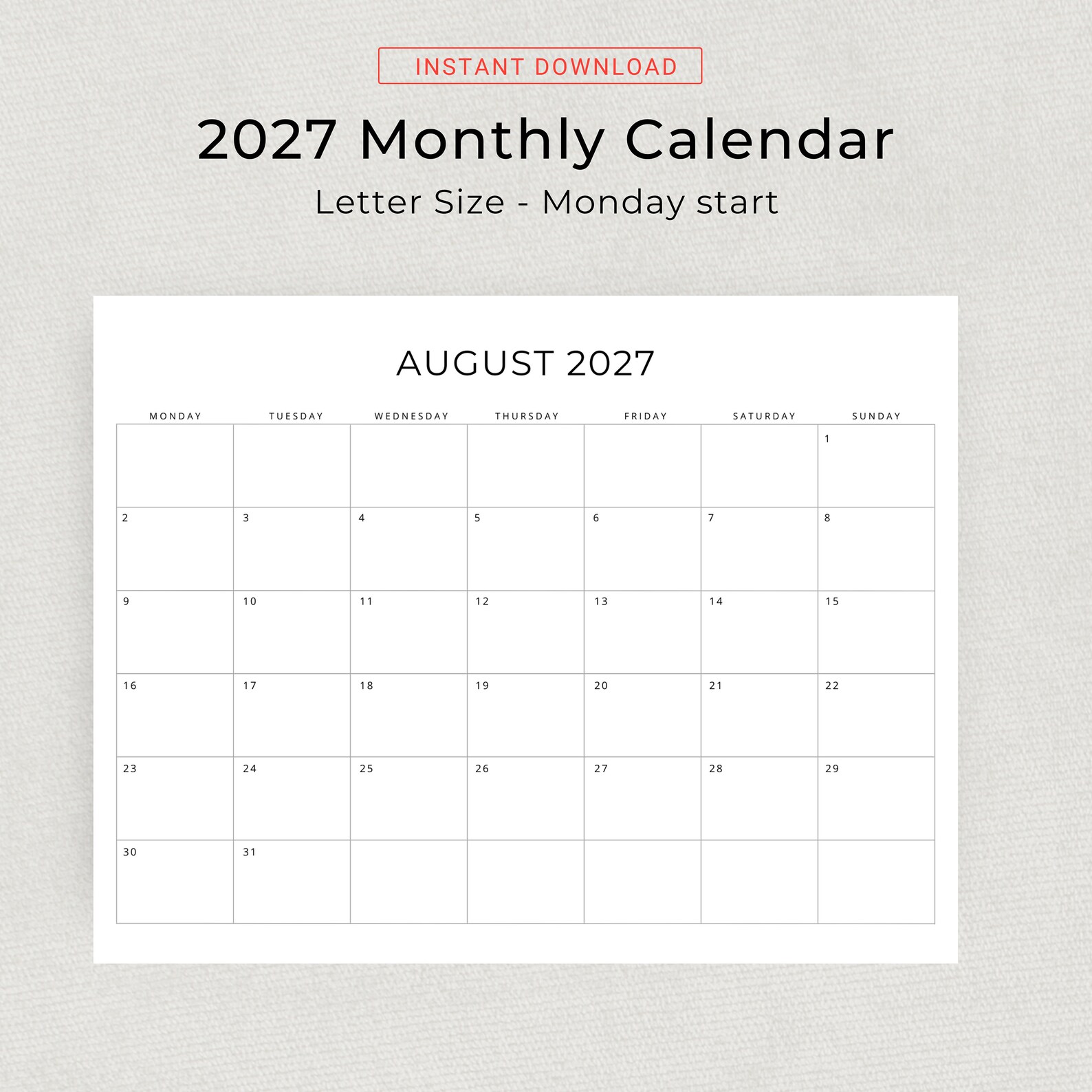 10 Years Calendar 2024 to 2033 Calendar PRINTABLE Landscape 10 Years