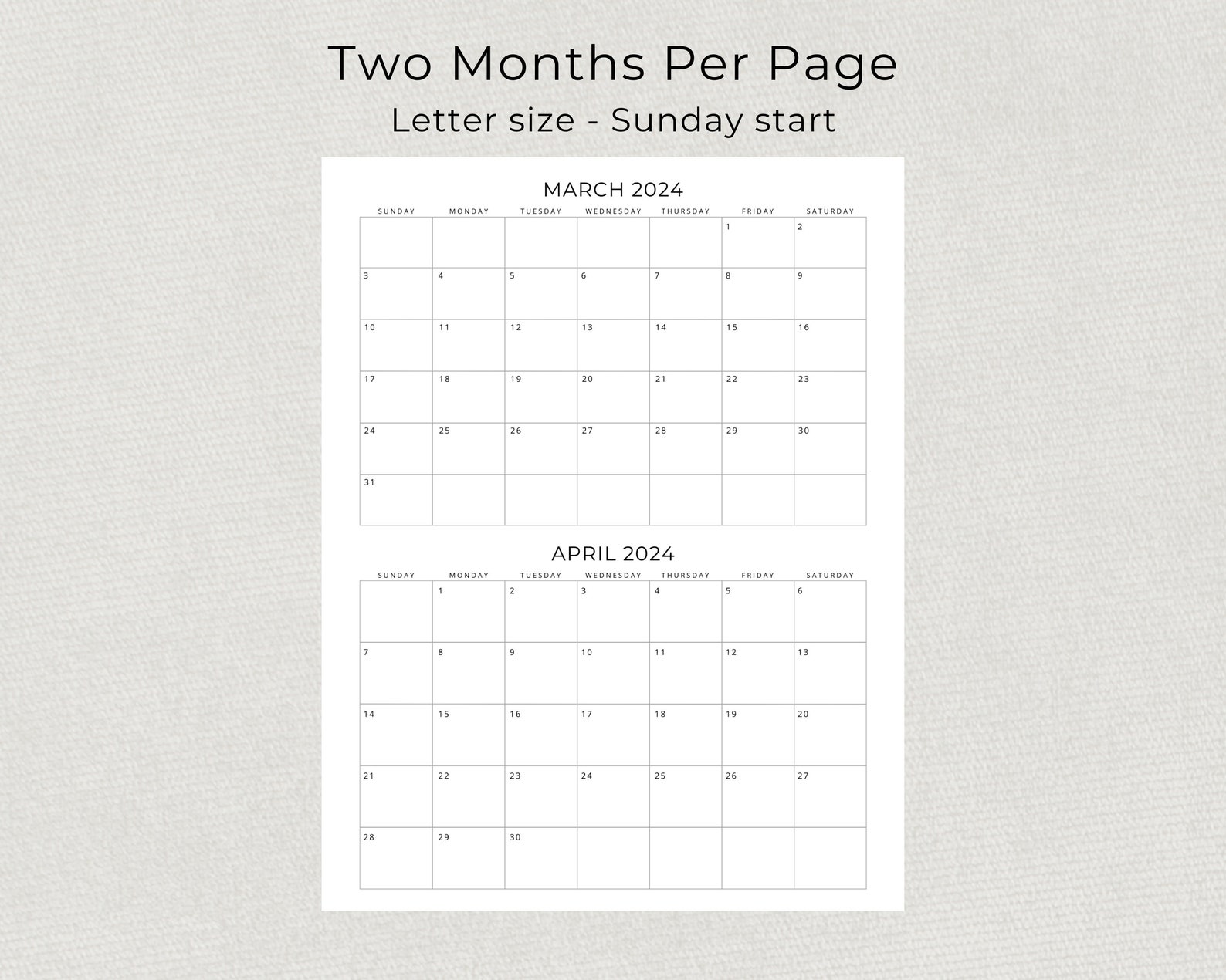 2024 2 Month Calendar 2024 Planner Calendar Wall Calendar 2 Months per ...