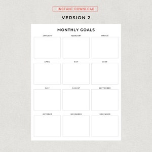 Printable Monthly Goals Planner Monthly Goal Progress Tracker Simple Goal Setting Worksheet Goal Sheets PDF Goal Planner A4 Letter Size