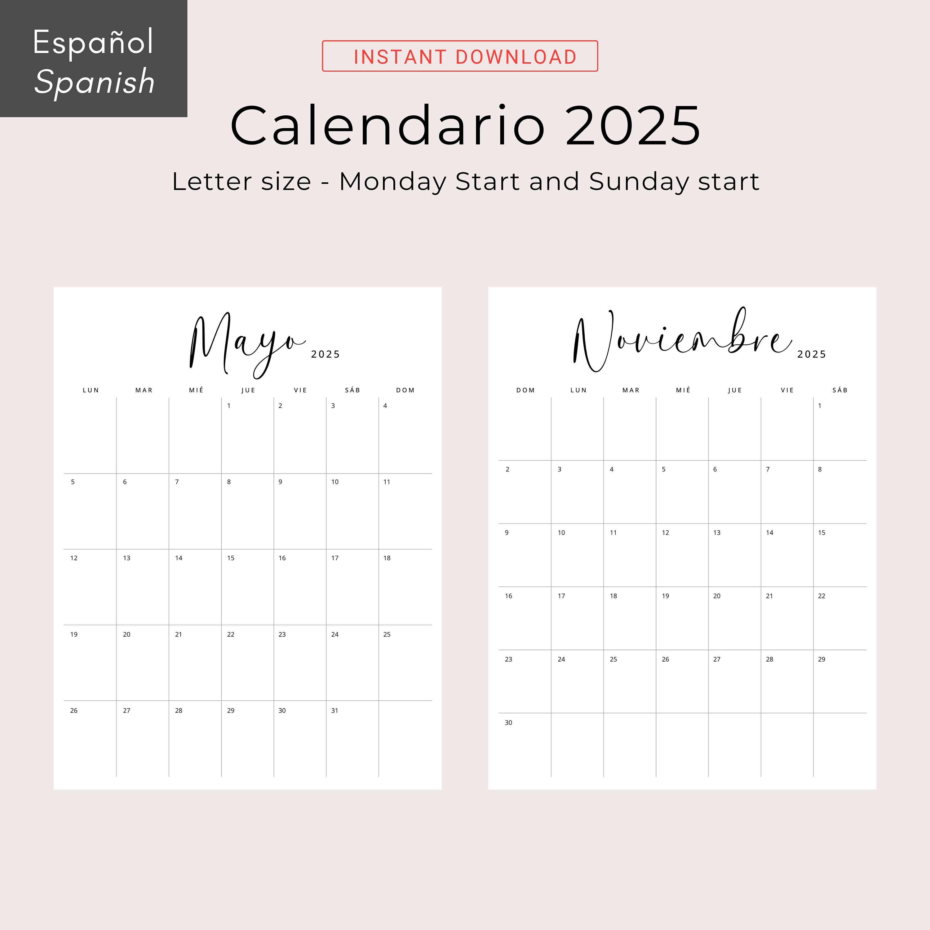 2025 Calendario En Español 2025 Calendario 2025 Planificador Spanish
