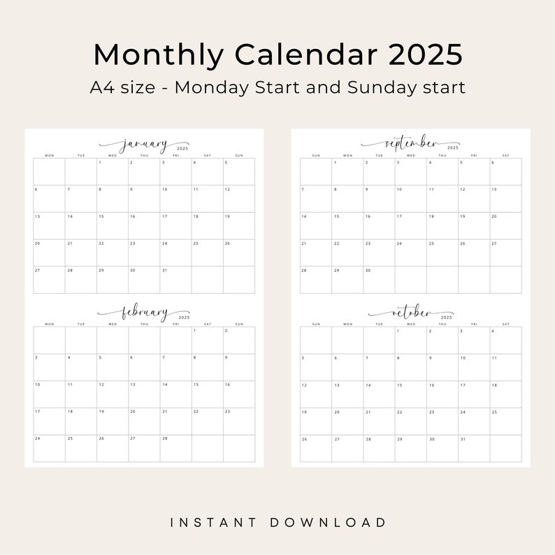 2025 Calendar 2 Months per Page Calendar 2025 Planner Wall Calendar Two