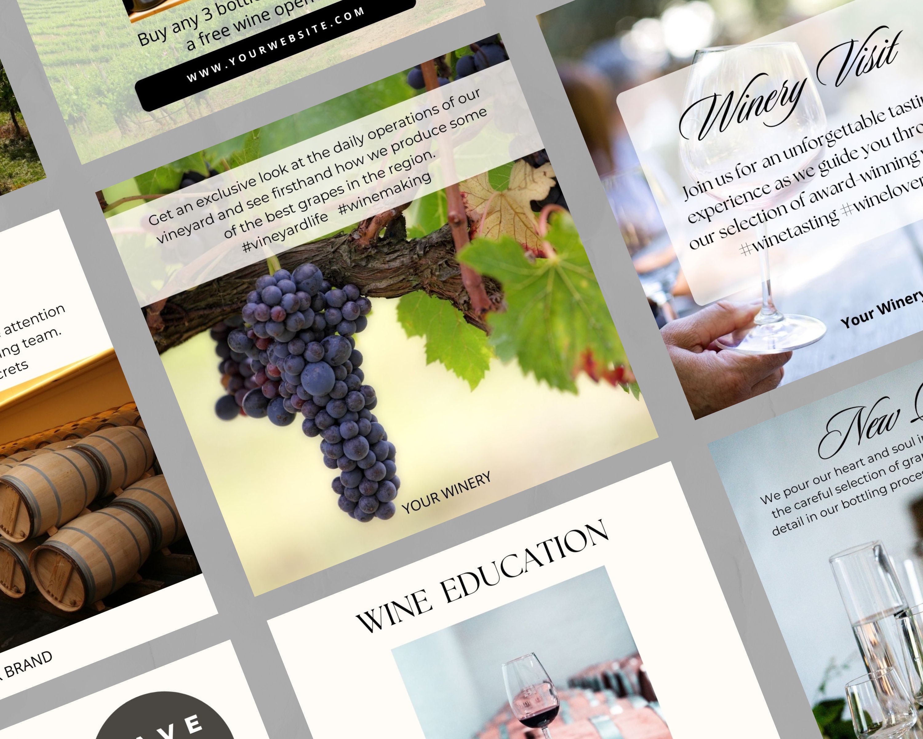 30 Wine & Winery Instagram Post Canva Template Winery Social Media ...