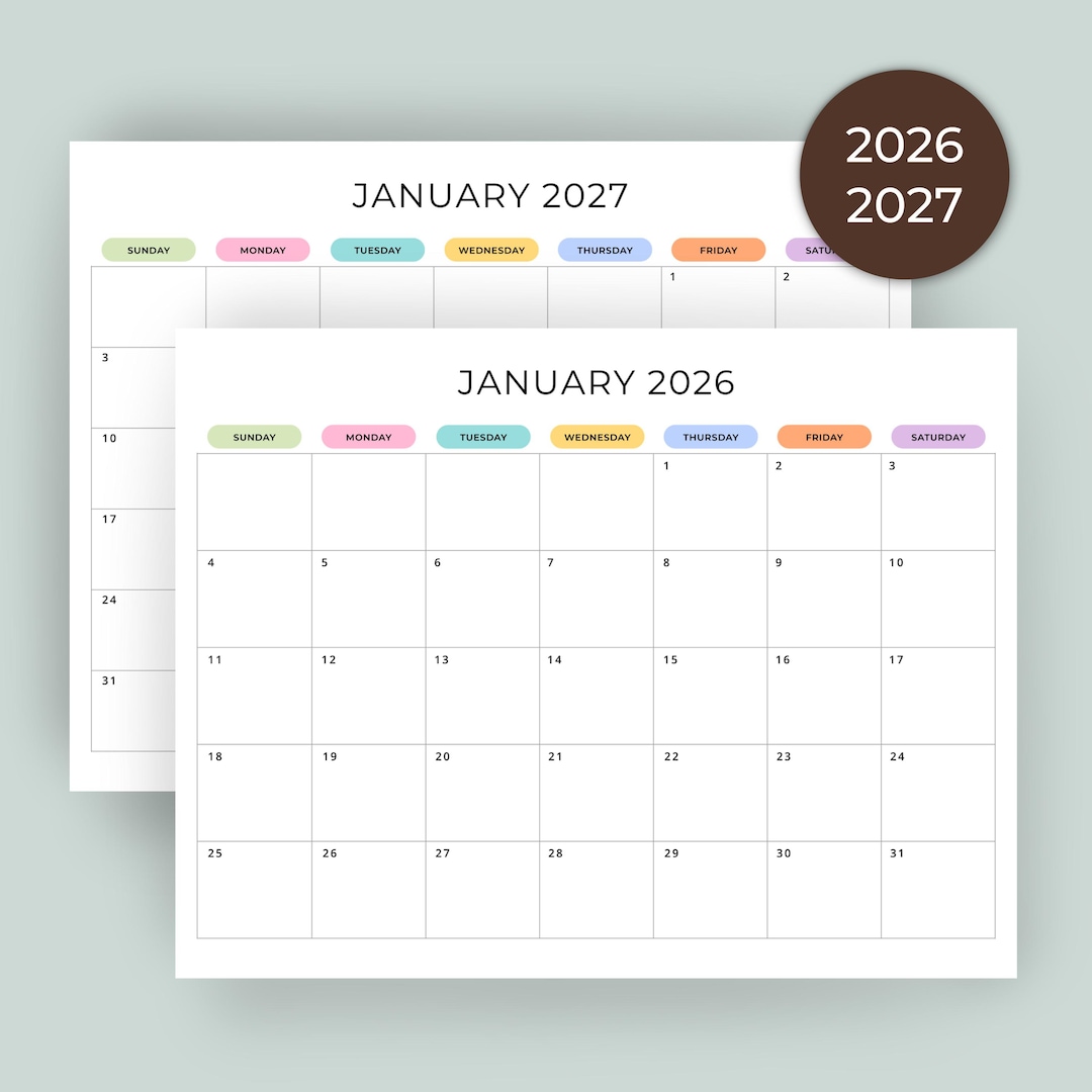 2026 2027 Monthly Calendar PRINTABLE PDF 2026-2027 Monthly Planner
