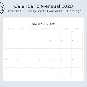 Calendario de 2024 a 2028 5 Years Monthly Planner Calendario Mensual 5 Años Planificadores 5 Years Calendar Minimal 2024-2028 Printable PDF