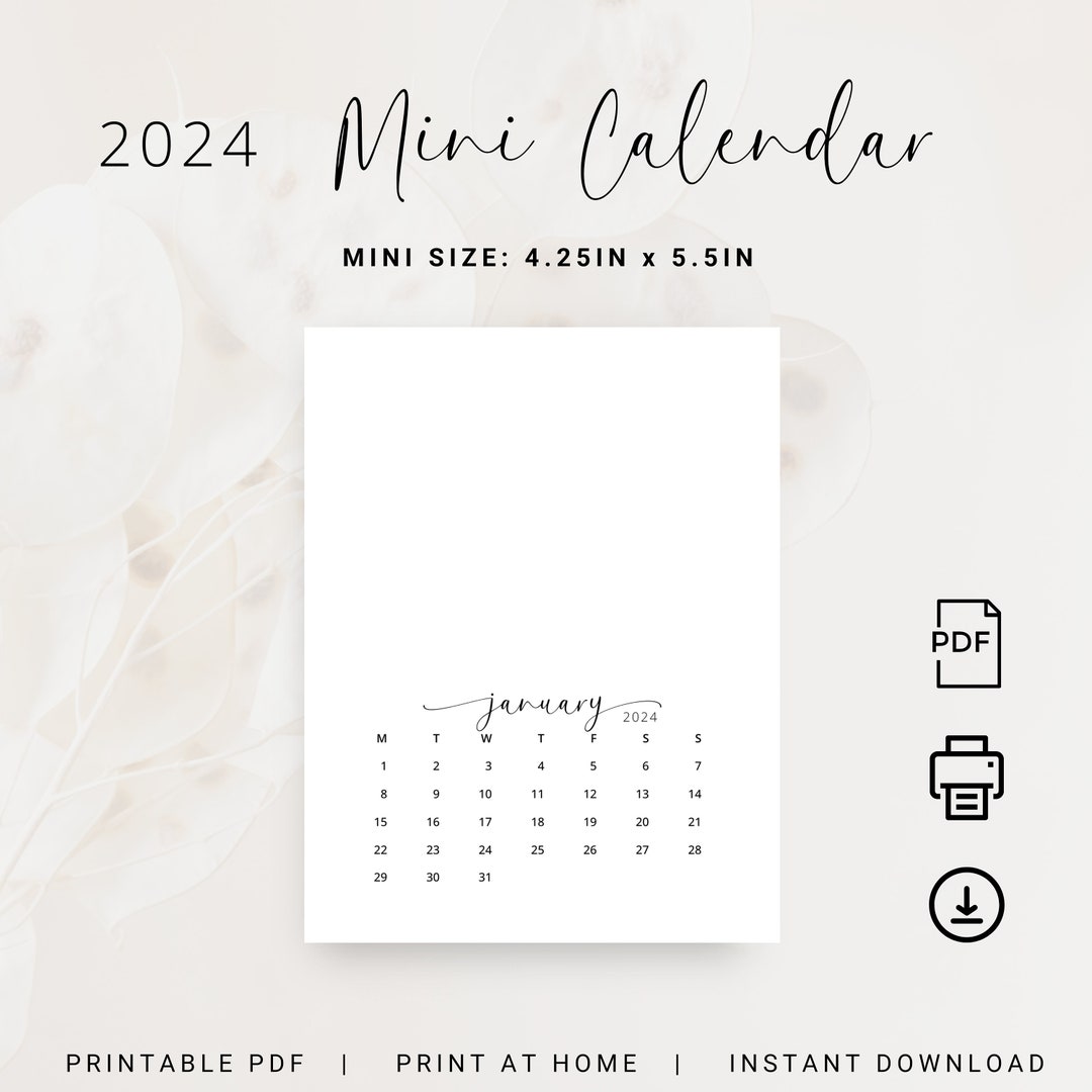 2024 Mini Calendar 2024 Small Desk Calendar Monthly Vertical Elegant