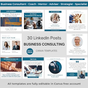30 Plantilla Canva de publicación de LinkedIn de consultoría empresarial Consultor de negocios Asesor comercial Plantilla de LinkedIn de desarrollo empresarial de redes sociales