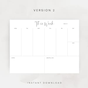 Printable Weekly Planner Minimal Weekly Planner Landscape Undated ...