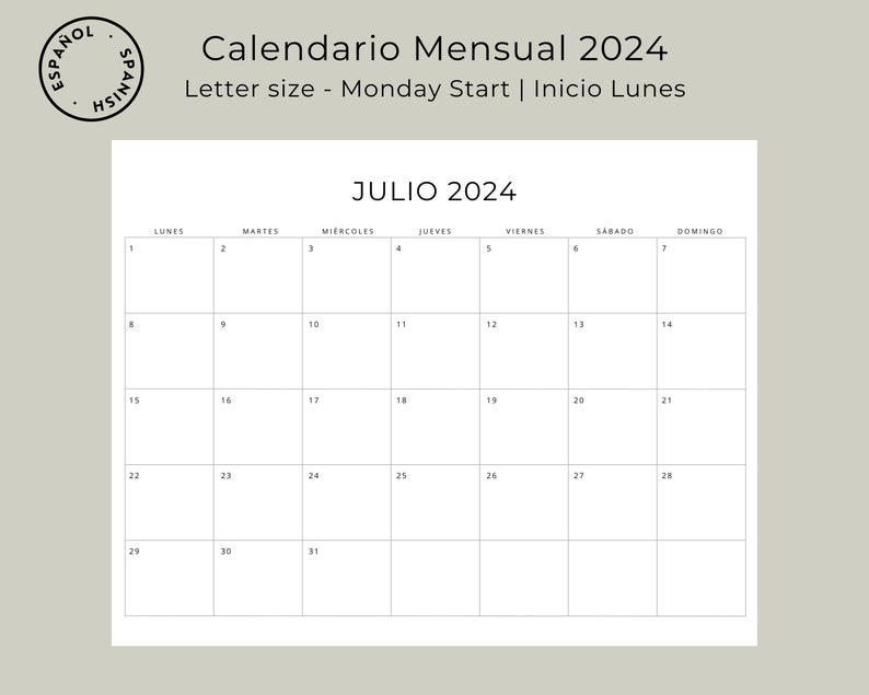 2023 2024 Calendario Espa ol 2023 2024 Calendario Mensual Etsy Hong 