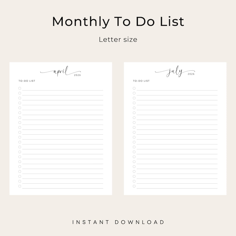 2026 Monthly to Do List 2026 to Do List Checklist 2026 Printable Todo ...