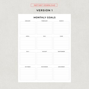 Printable Monthly Goals Planner Monthly Goal Progress Tracker Simple Goal Setting Worksheet Goal Sheets PDF Goal Planner A4 Letter Size