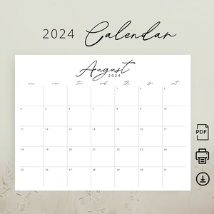 2024 Calendar 2024 Planner Monthly Calendar Landscape Sunday Start Monday Start 2024 A4 Letter Size Stylish 2024 PRINTABLE Wall Calendar PDF