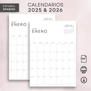 Calendarios 2025 2026 Calendarios en Español 2025-2026 Calendario Español con el próximo Mes Calendario 2025 2026 Planificador de Escritorio IMPRIMIBLE A4 Carta