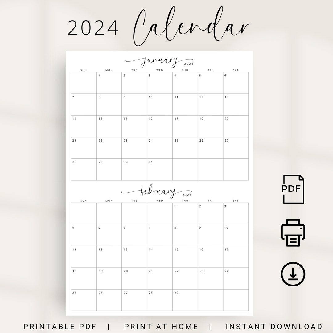 2024 2 Months per Page Calendar 2024 Planner Wall Calendar 2 Month ...