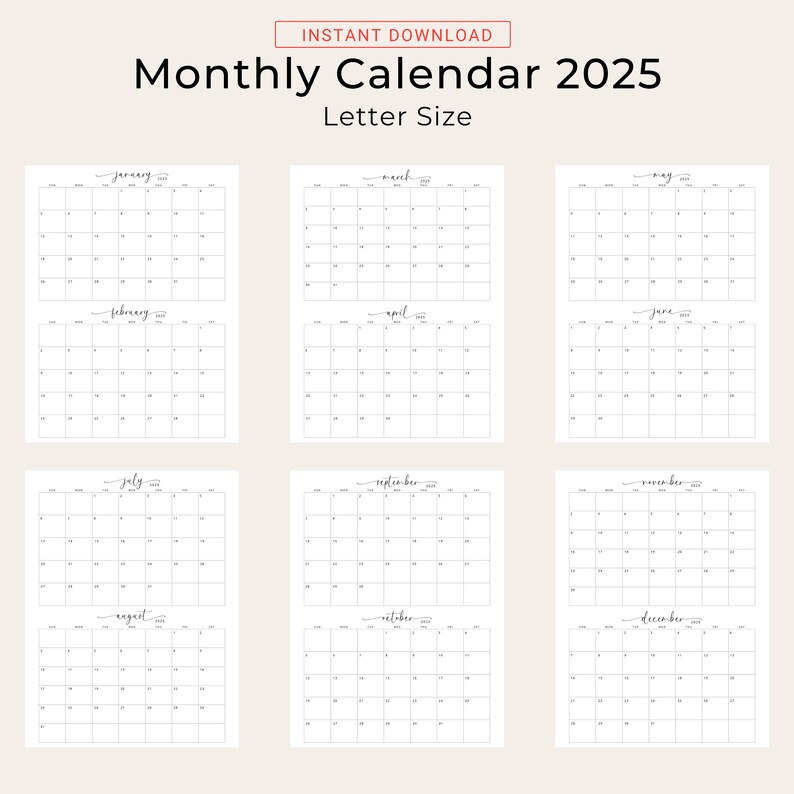 2024 2025 Calendar Printable 2024 2025 Planner Monthly 2 Month Calendar ...