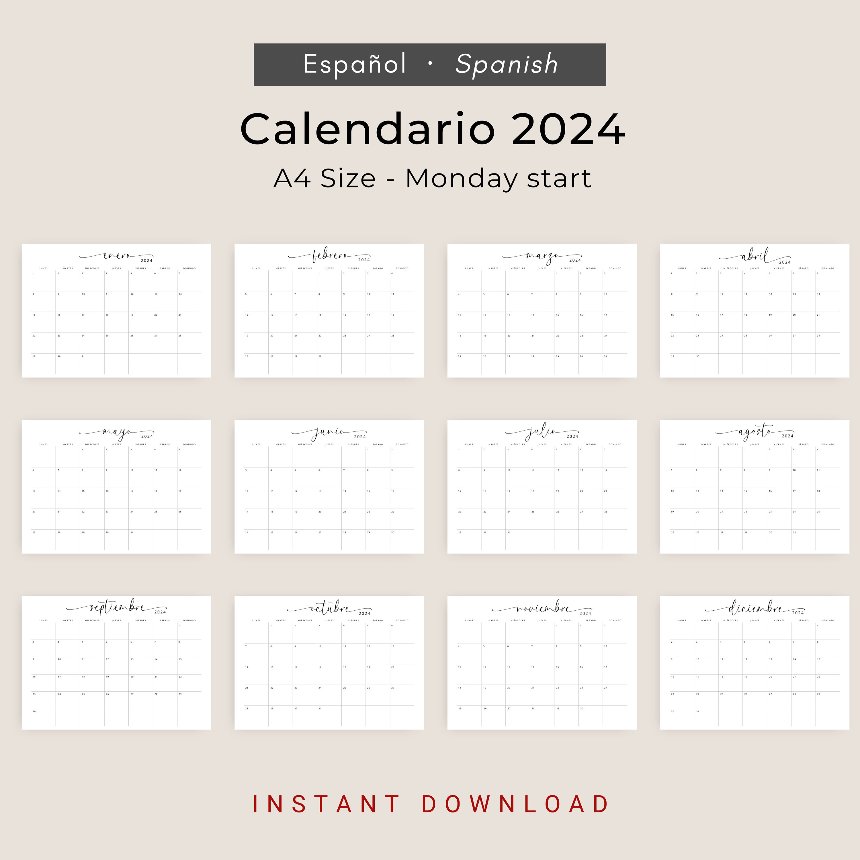 2024 2025 Calendario Español Planificadores 2024 2025 Calendarios