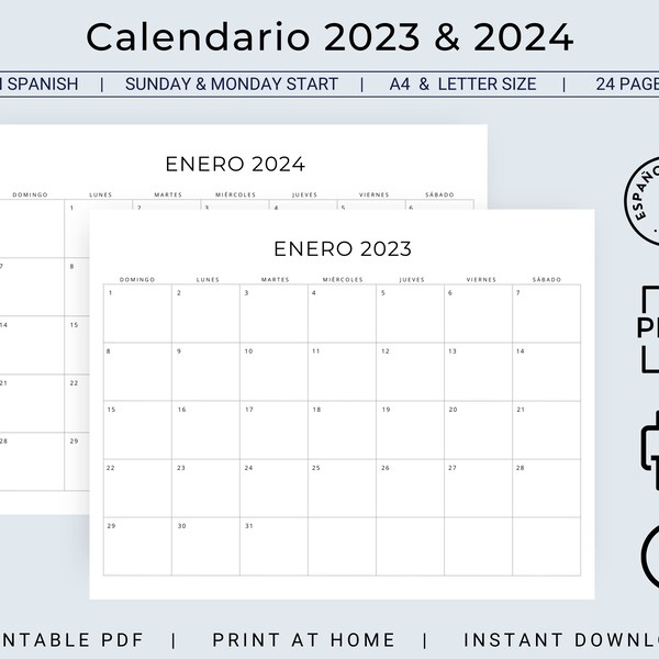 2023 2024 Calendarios Etsy