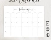 2027 Calendar 2027 Monthly Planner Landscape Elegant Wall Calendar Sunday & Monday Start 2027 A4 Letter Size Desk Planner Printable PDF
