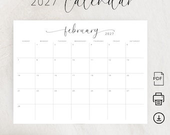 2027 Kalender 2027 Monatsplaner Landschaft Eleganter Wandkalender Sonntag & Montag Start 2027 A4 Letter Size Schreibtischplaner Printable PDF