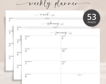 2026 Weekly Planner Minimalist Dated 2026 Weekly Journal Landscape Agenda Printable PDF Planner Elegant Weekly Schedule 2026 A4 Letter Size