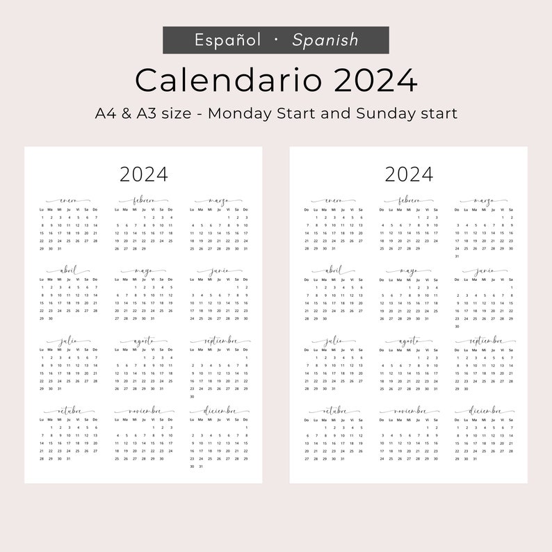 2024 2025 Calendarios En Español 2024 2025 Calendario Imprimible 2024 2025 Spanish Calendar