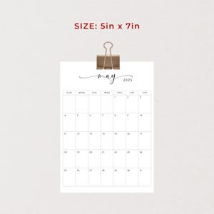 5x7 Inch 2025 Calendar Small Planner 2025 PRINTABLE Desk Calendar ...