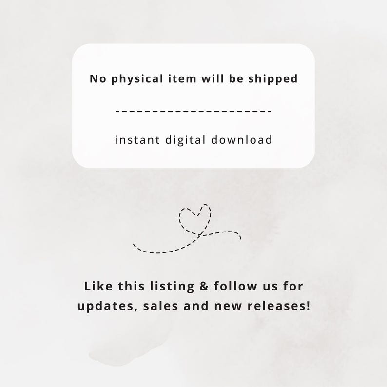 K&ouml;nnte beinhalten: Ank&uuml;ndigung zum digitalen Download auf hellbeigem Hintergrund. Der Text lautet &bdquo;Es werden keine physischen Artikel versendet&ldquo; und &bdquo;sofortiger digitaler Download&ldquo;. Darunter steht &bdquo;Gef&auml;llt dir dieses Angebot und folge uns f&uuml;r Updates, Verk&auml;ufe und Neuerscheinungen!&ldquo;