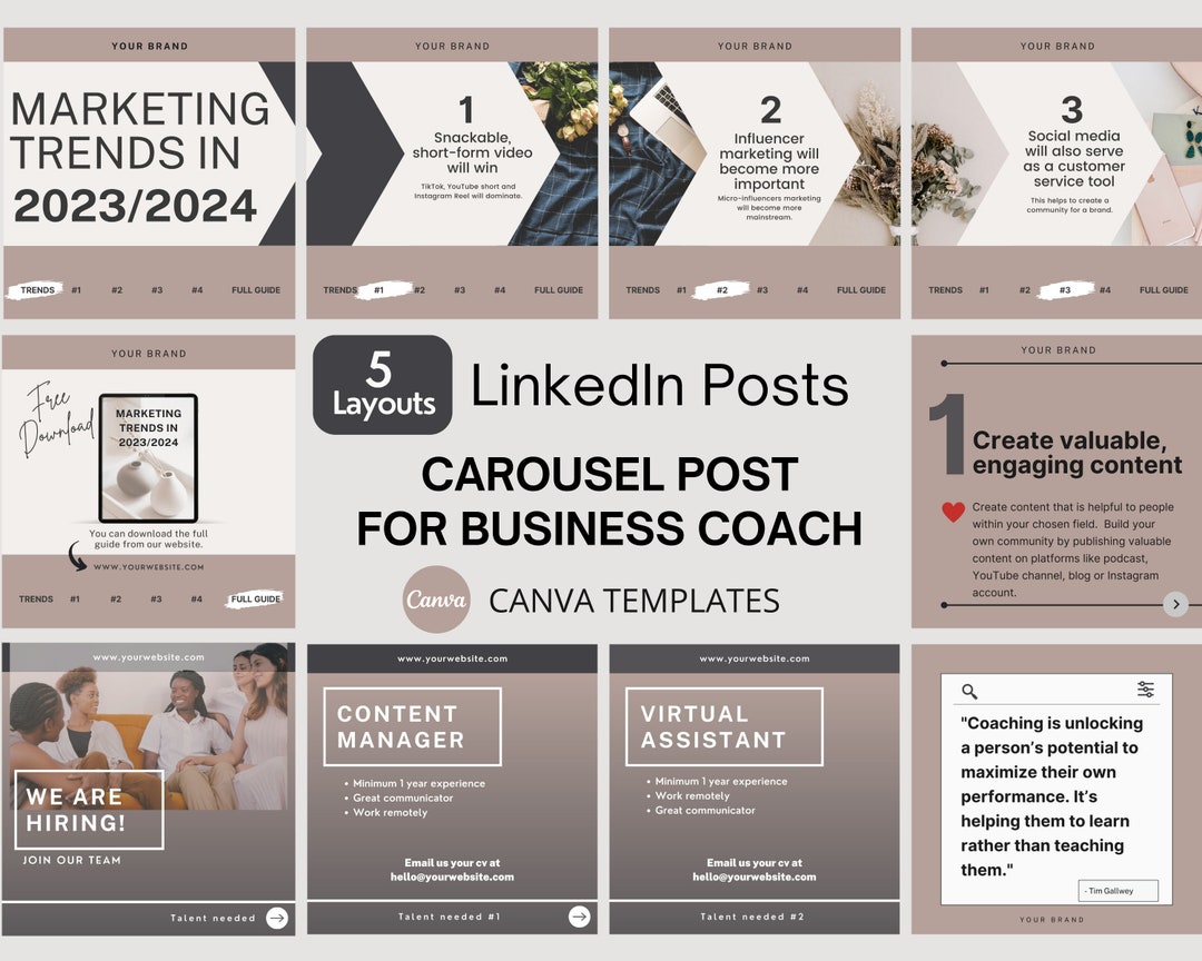 Linkedin Carousel Post for Business Coach Canva Templates - Etsy