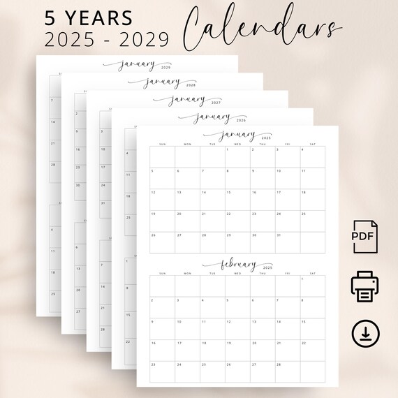 5-years-calendar-2025-2029-calendar-five-years-planner-2-months