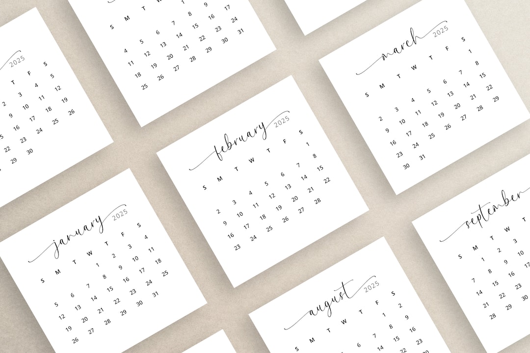 2025 3x3 Mini Calendar 2025 Calendar Card 2025 Pocket Calendar Elegant