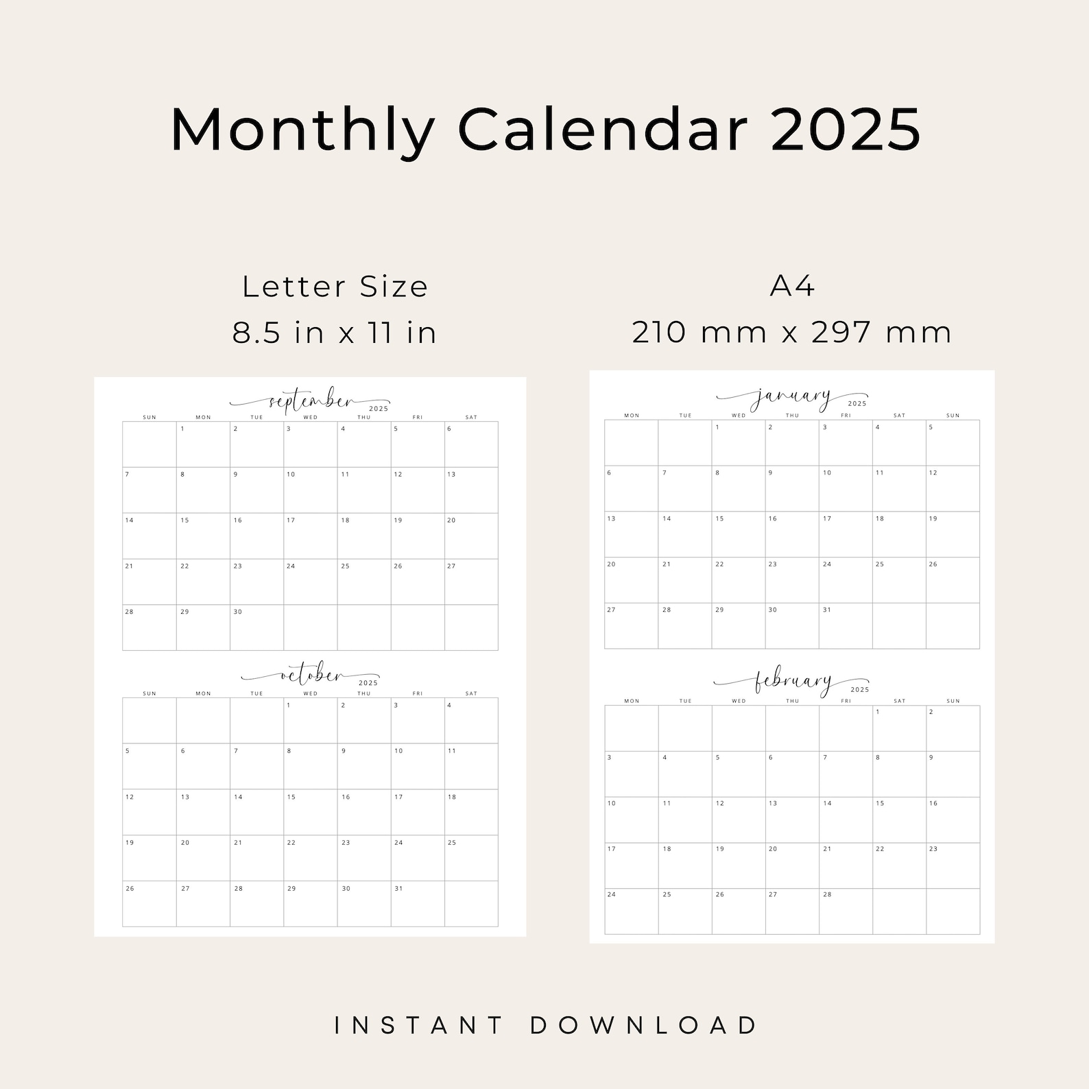 2025 Calendar 2 Months per Page Calendar 2025 Planner Wall Calendar Two ...