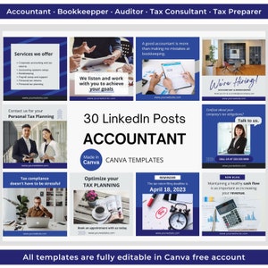 30 Accountant LinkedIn Post Canva Templates Accounting Audit Practice Social Media Marketing CPA Bookkeeper LinkedIn Auditor LinkedIn Post