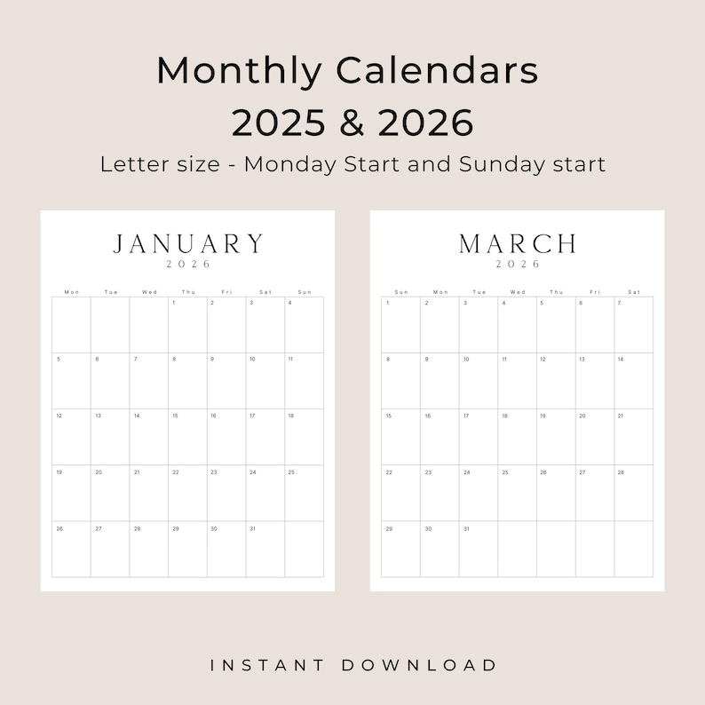 2025 2026 Desk Calendar 20252026 Planner Monthly Portrait Wall
