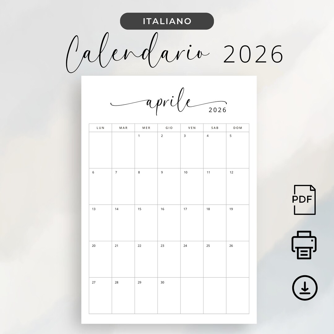 Calendario 2026 Calendario in Italiano Agenda Italiano 2026 Planner in