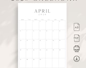 A3 2026 Printable Calendar 2026 Monthly Planner Vertical LUXE Sunday & Monday Start 2026 Wall Calendar Minimalist A3 PDF Agenda Portrait