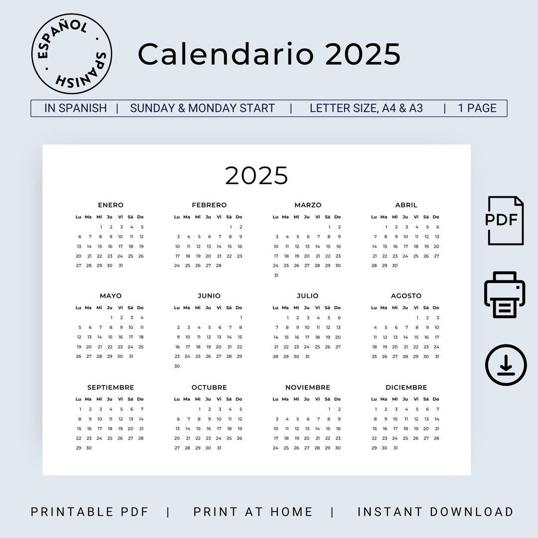 Calendario 2025 Español Calendario 2025 Para Imprimir Calendario Orientación Horizontal Spanish