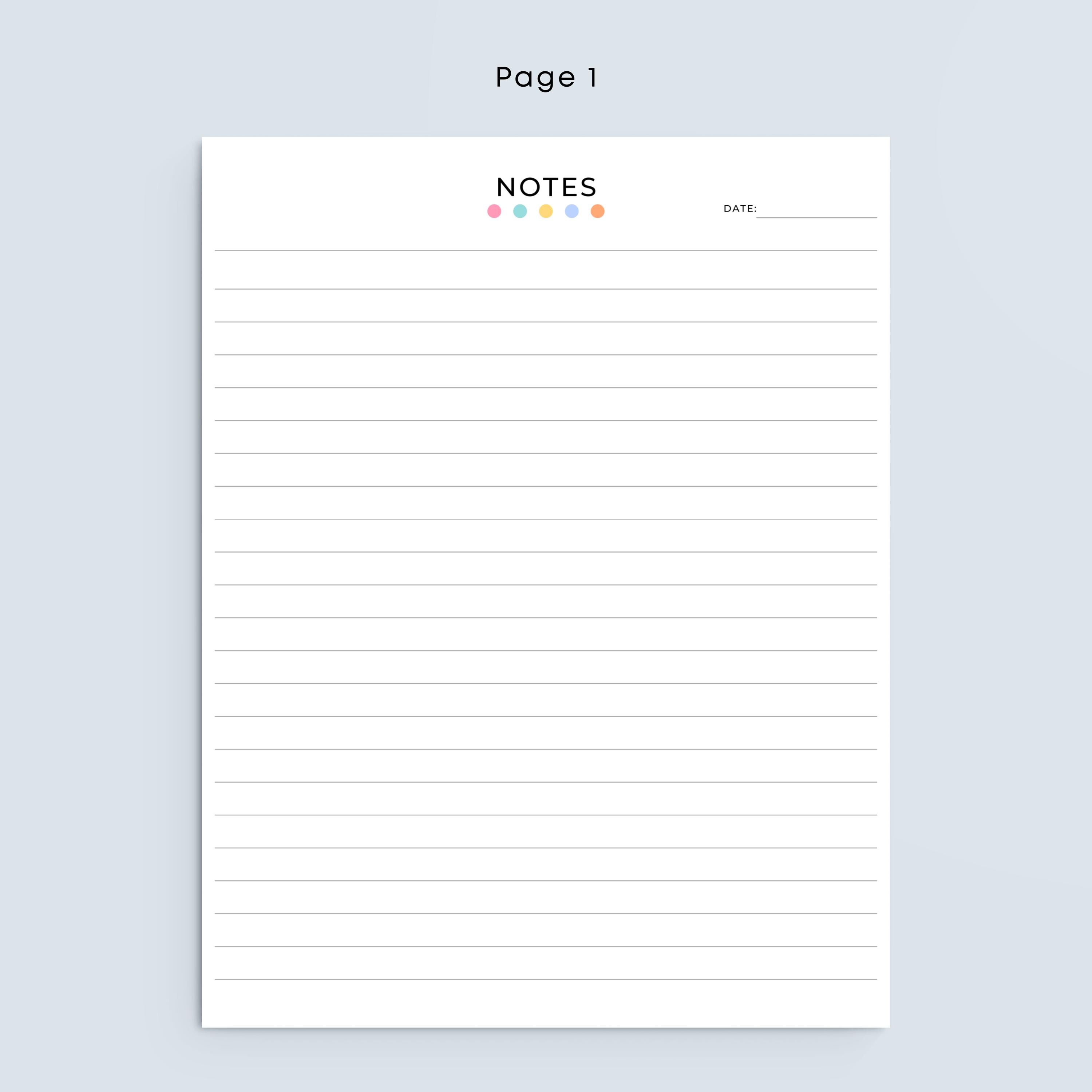 Lined Notes Printable PDF Minimalist Notes Page Printable Lined Paper