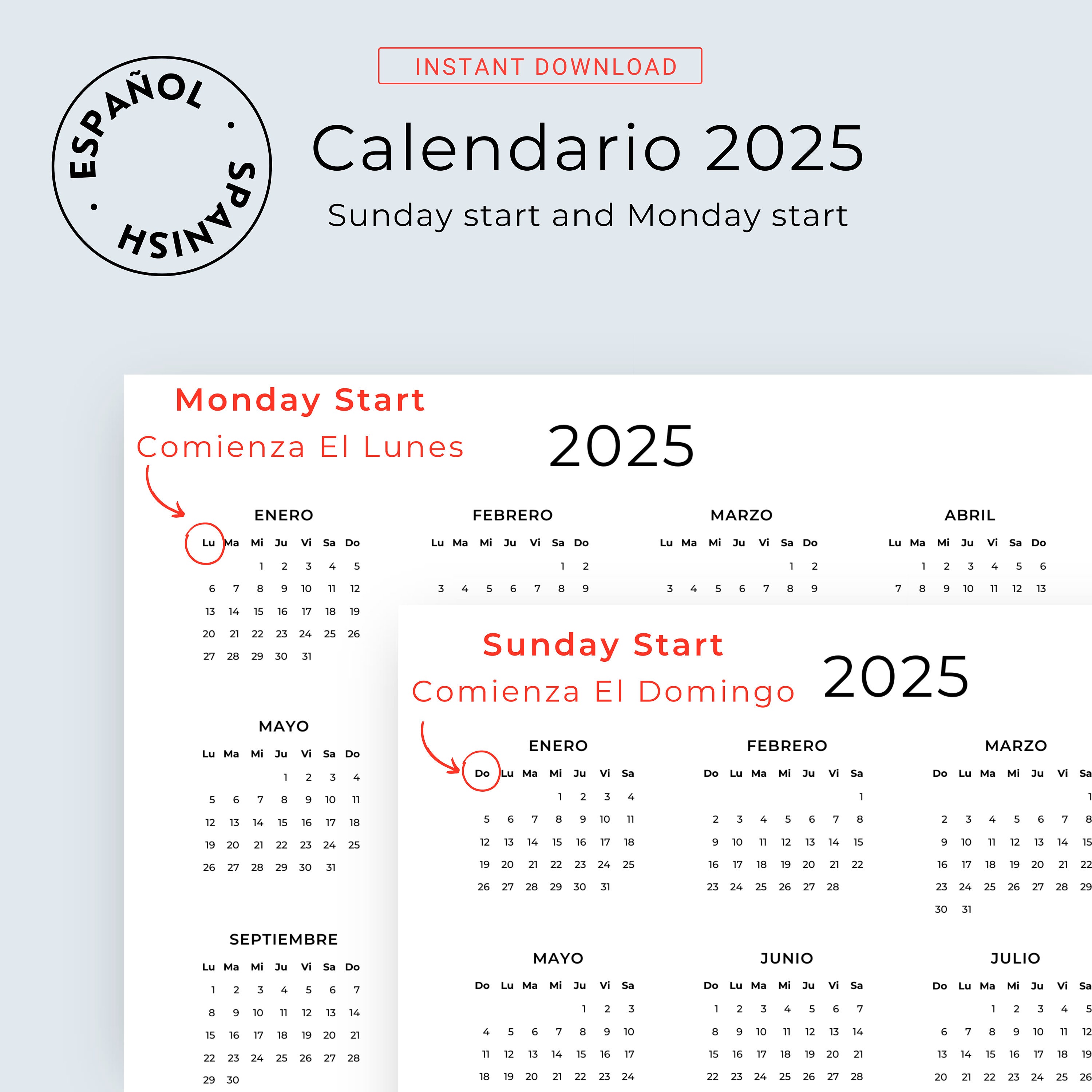 Calendario 2025 Español Calendario 2025 Para Imprimir Calendario Orientación Horizontal Spanish