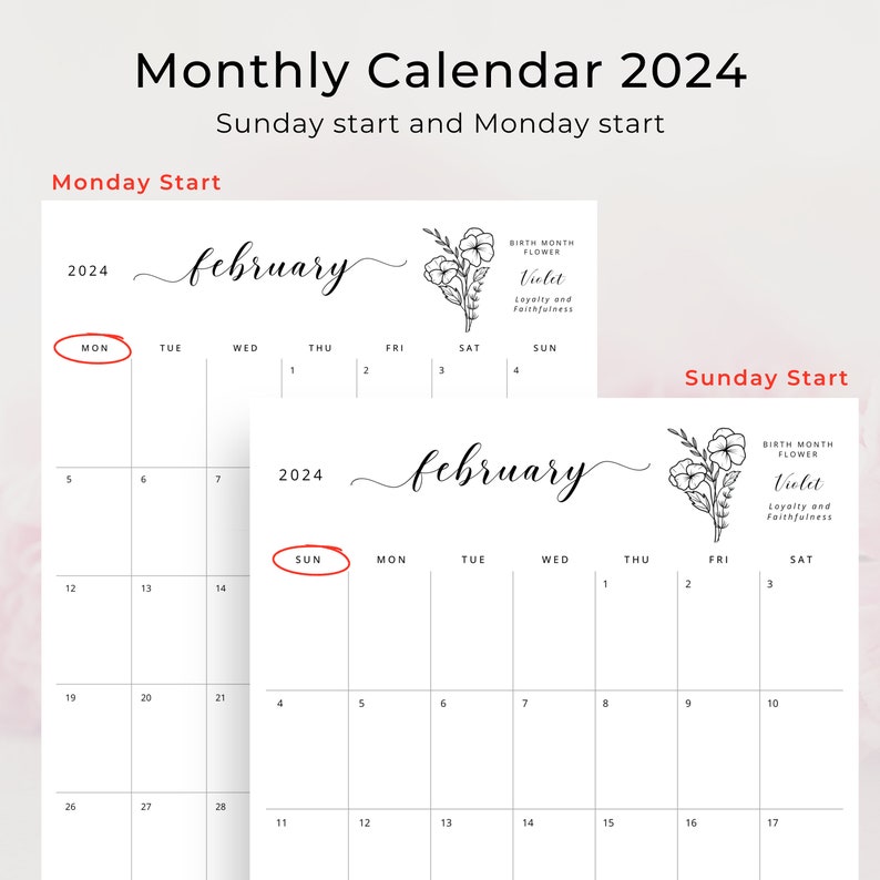 2024 Calendar 2024 Planner Vertical With Birth Month Flowers Meaning