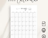2026 Planner with Lines 2026 Monthly Calendar 2026 Lined Block Printable PDF Desk Calendar Portrait A4 Letter Size Vertical Agenda Elegant