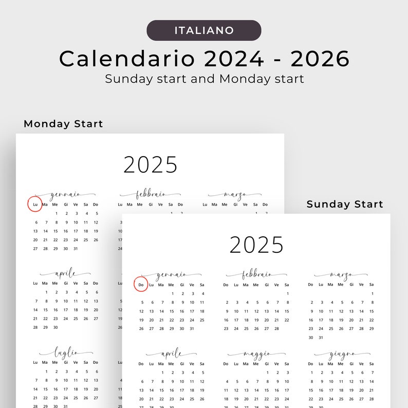 2024 2025 2026 Calendari 2024 2025 2026 Calendario Italiano Annuale 3