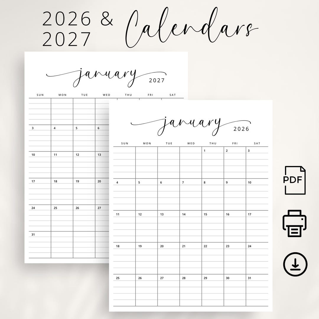 2026 2027 Planner With Lines 2026-2027 Monthly Calendar Lined Block ...