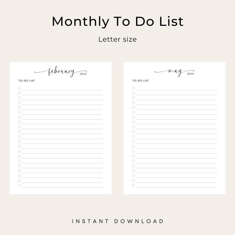 2024 Monthly to Do List 2024 Printable Todo List 2024 Monthly Planner