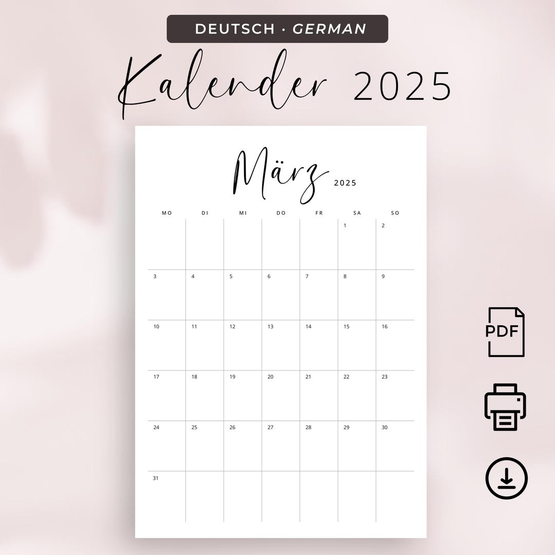  2025 Kalender Monatsplaner 2025 Kalender Deutsch 2025 German Calendar 