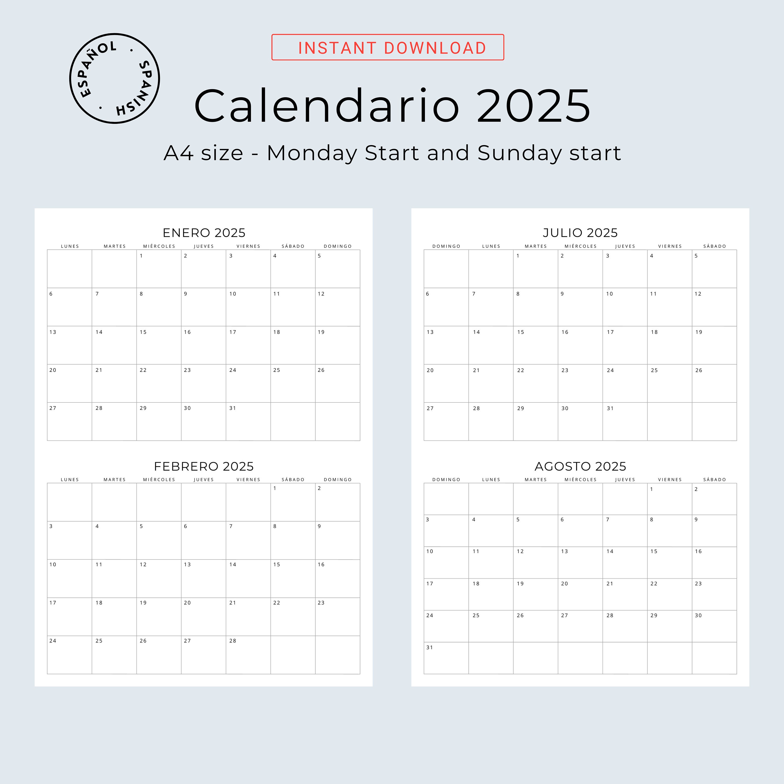 Calendario Español 2025 2 Meses Por Página 2025 Calendario Español 2025