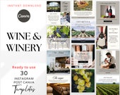 30 Wine & Winery Instagram Post Canva Template Winery Social Media Bodega Wine Shop Marketing Winery Tour Wine Tasting Social Media Posts
