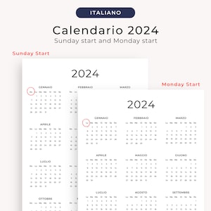 Calendario 2024 Calendario Annuale 2024 Calendario in Italiano 2024 PRINTABLE Italian Calendar 2024 Portrait A3 A4 Letter Wall Calendar PDF